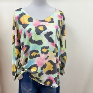 Polera Hilo Animal Print, Manga 3/4