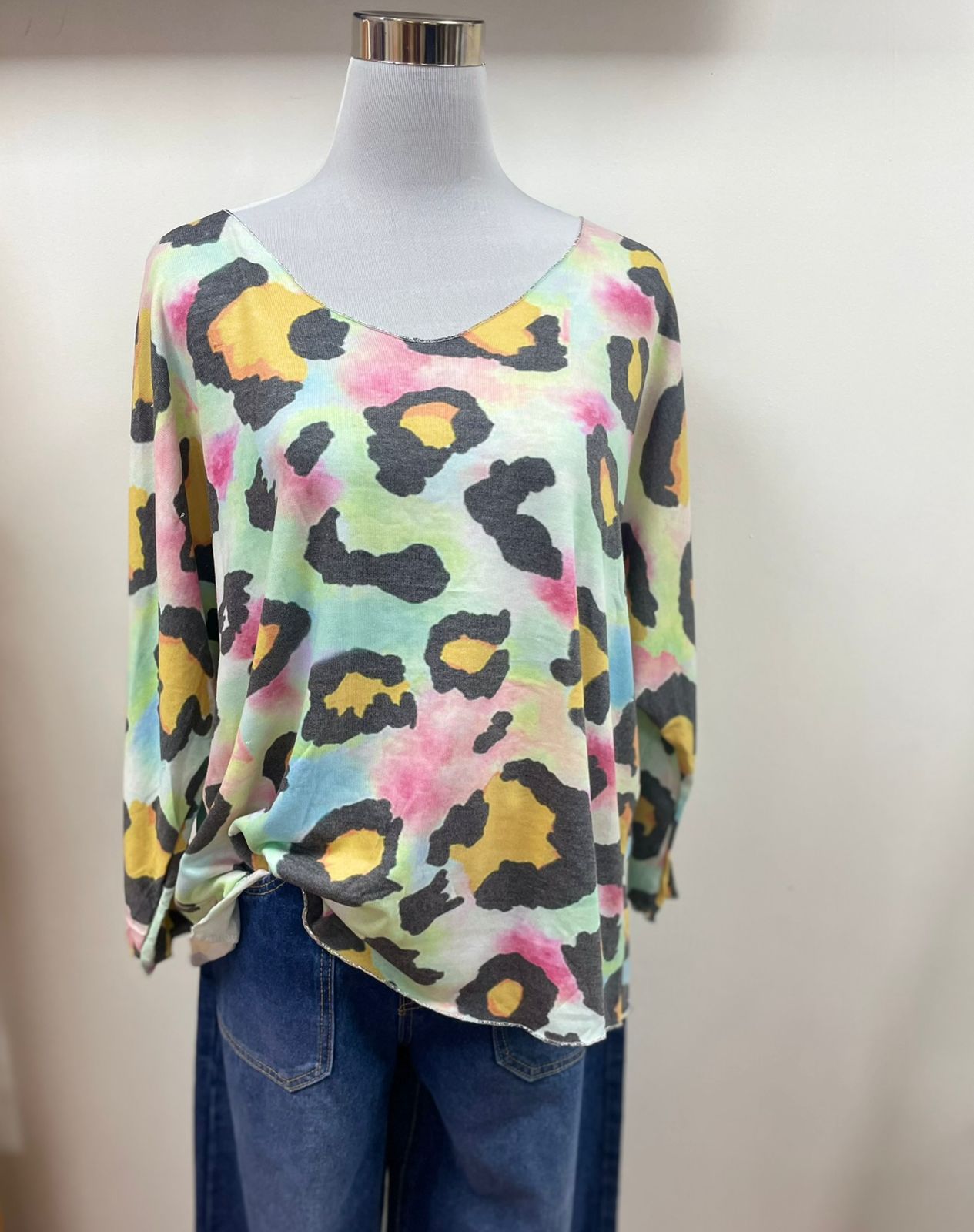 Polera Hilo Animal Print, Manga 3/4